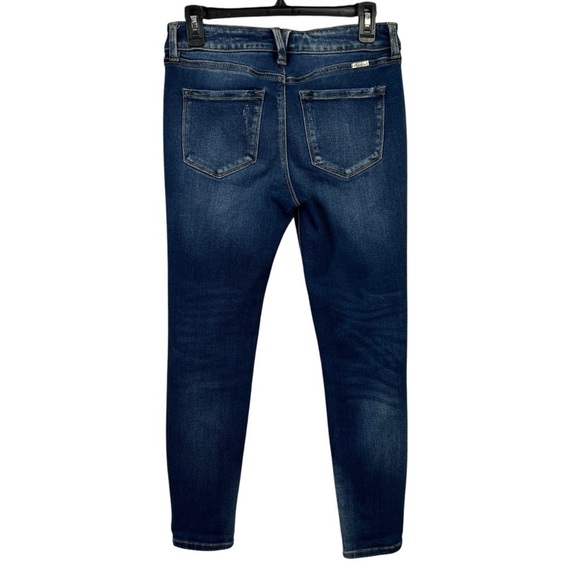 KanCan Jr Women’s Blue Jeans Sz 7/27 Distressed Pockets Stretch Button Fly - Picture 3 of 14